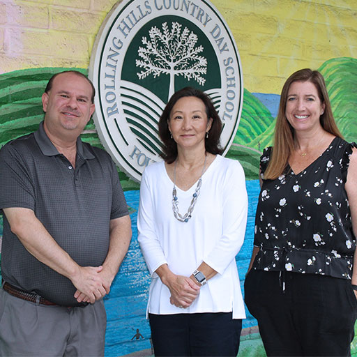 man and 2 women standing at Rolling Hills Country Day School