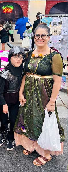 boy and mother dressed in costumes