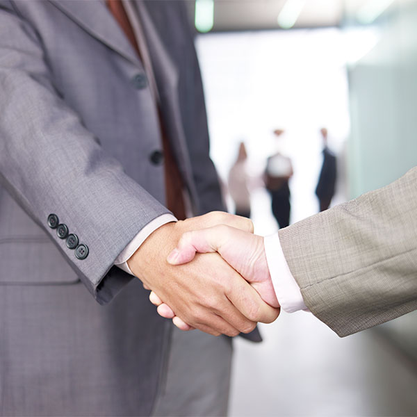 Two men shaking hands. 
