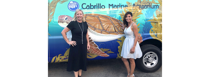2 women attending the cabrillo marine aquarium event