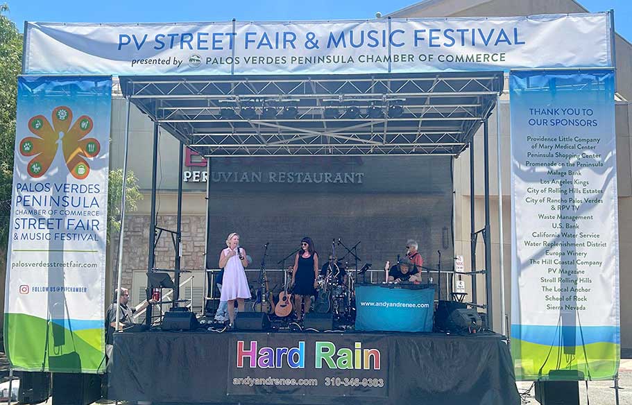 band on a stage for music festival