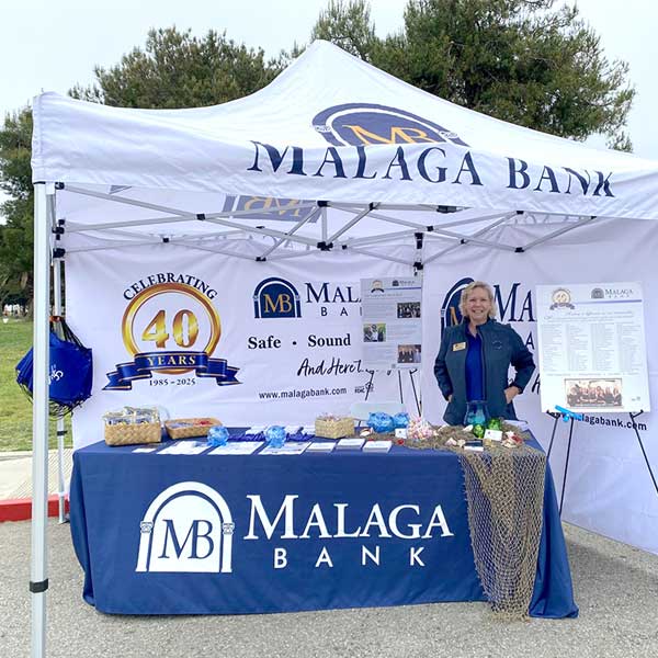 Woman standing inside a promo tent